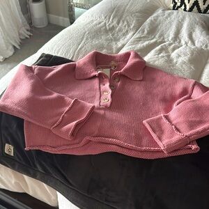 Show Me Your MuMu Crawford cropped sweater size large pink